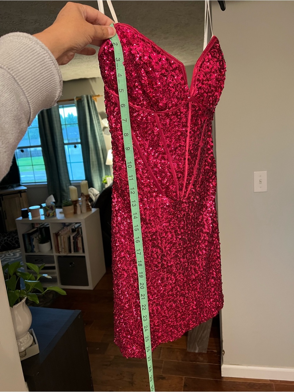 NWT Jovani 25957 Raspberry Sequin Strapless Corset Mini Dress Size 6 Prom HOCO - Picture 6 of 12
